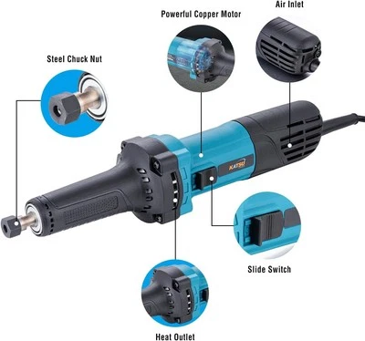KATSU 101729 Corded Die Grinder 600W Electric Straight Grinder Rotary Tool 6mm Collet