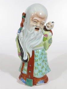 Vintage Chinese Porcelain Figurine of Deity Immortal with Boy Child on Back 11"  - Picture 1 of 9