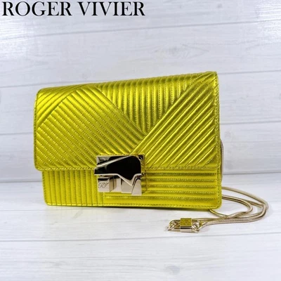 Bolso de hombro con cadena Roger Vivier Rbwalpd2100y40g208 acabado metálico logotipo de casa rodante Foto 1 de 4