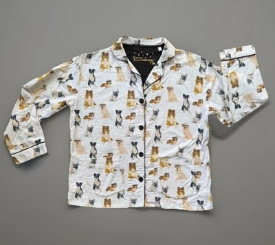 Pijama PJ Salvage Top Estampado Perro Negro, Blanco, Marrón Talla Pequeña Franela Algodón Foto 1 de 4