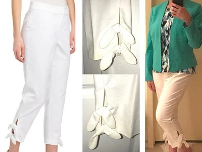 Pantalones ajustados elásticos Nine West nuevos sin etiquetas 14 marfil con abertura nudo algodón/poliéster cremallera frontal Foto 1 de 4
