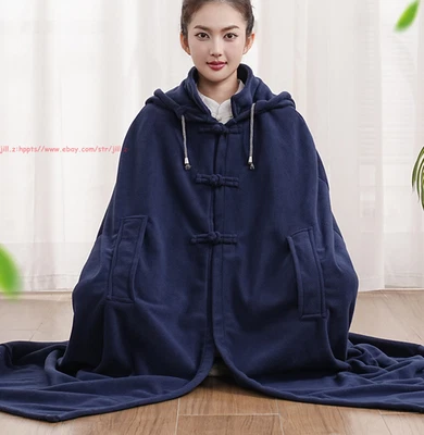 Invierno Mujeres Hombres Meditación Budista Chaqueta Capa Con Capucha Abrigo Franela Espesa Foto 1 de 4