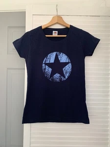 ¡SOLO UNA TALLA! NUEVA Camiseta Mujer/adolescente ajustada Logo Estrella. Azul marino talla 6 - Imagen 1 de 20