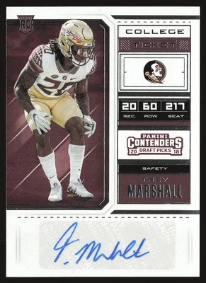 2018 Panini Contenders Draft Picks #252 Trey Marshall AU - Image 1 of 2