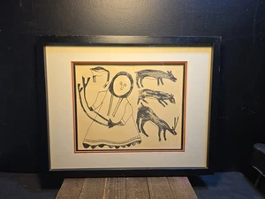 Kiakshuk Inuit Art Stone Engraving "Caribou Hunting" 1963 Canada.  - Picture 1 of 12
