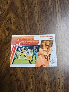 TJ Watt 2021 Panini Rookies & Stars ACTION PACKED INSERTO AP-6 Pittsburg Steelers - Foto 1 di 2