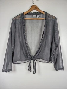 Whimsigoth Sheer Black Top Size XL Beaded Witchy Dark Romance Gothic Fairy Y2K - Picture 1 of 6