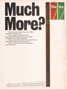 R.J. Reynolds More Cigarettes 1976 anuncio impreso vintage filtro de 120 mm - Imagen 1 de 1