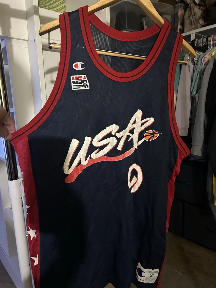 Vintage Champion Team USA Olympic Dream Team Jersey Mitch Richmond Sz 48 XL - Image 1 of 4