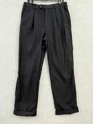 Pantalones Armani Collezioni Para Hombre 40x30 Negro Vestido Rayas Plisado Delantero Puños Foto 1 de 4