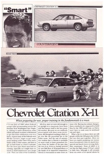 1981 Chevy Citation X-11 3-Door Hatch, Detailed ROAD TEST From USA Car Magazine - Picture 1 of 1