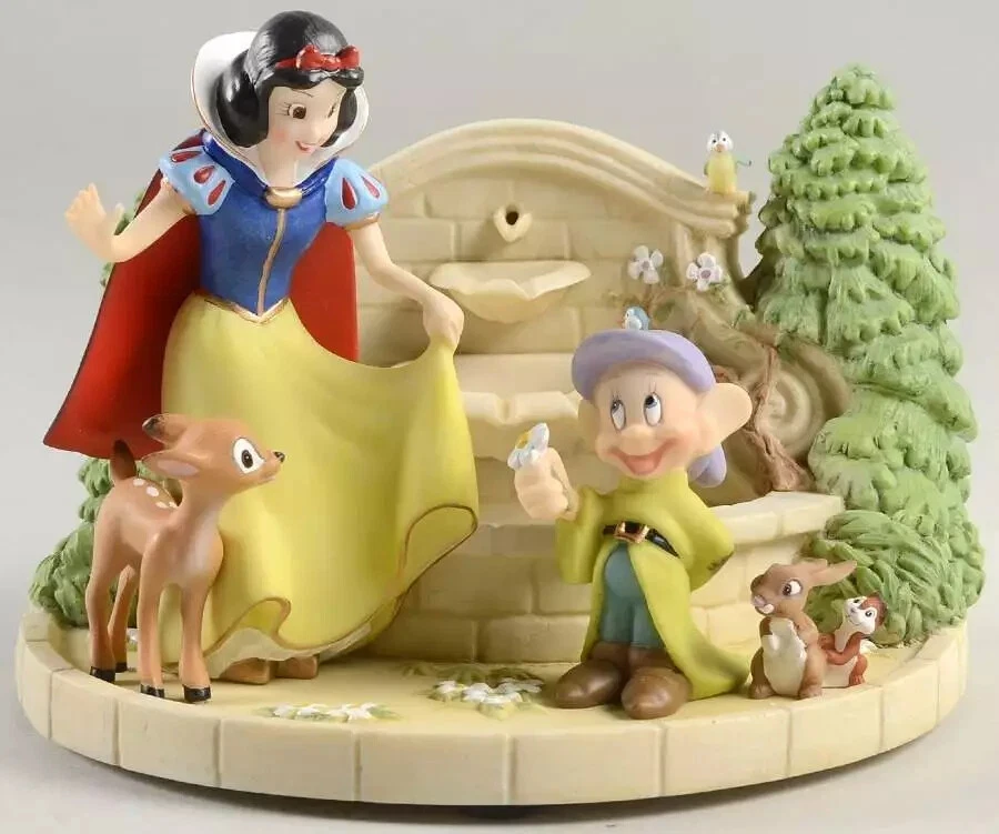 Disney Lenox Classics 2017 Snow White's Charming Garden Fountain Dopey Figurine