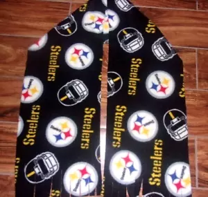 PITTSSBURGH STEELERS BLACK NFL SOFT FLEECE SCARF HANDMADE 10"X 60" - Picture 1 of 2