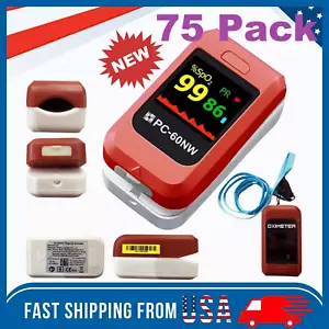 75 Pack Fingertip Pulse Oximeter Blood Oxygen Meter SpO2 PR Heart Rate Monitor - Picture 1 of 14