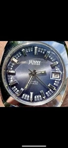 BIG SALE Vintage Jenny Handwinding Mens Watch 35mm Blue Sunburst Dial Swiss Made - Picture 1 of 14