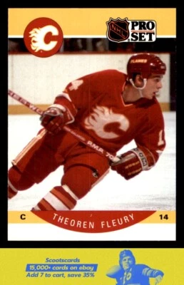 1990-91 Pro Set Theoren Fleury card #33 Calgary Flames - Image 1 of 2