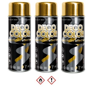3er Sparpack 400ml gold Chromspray Effektspray Farbe Lack Goldspray Lackspray - Bild 1 von 2