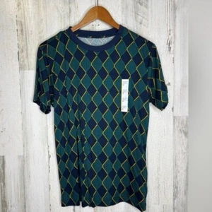 Original Use Men's Geometric Short Sleeve Crew Neck T Shirt Green Blue Size Smal - Picture 1 of 9