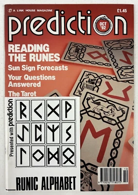 Prediction Magazine October 1992 Runic Alphabet, The Tarot, Sun Sign Forecasts.. - Image 1 of 2