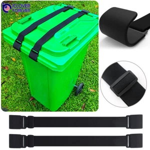 Paquete de 2 candados de basura para animales al aire libre cubo de basura tapa correa resistente - Imagen 1 de 9