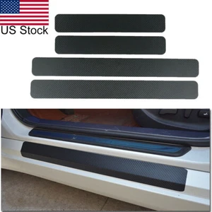 4pcs Carbon Fiber Pattern Door Sill Protector Scuff Plate Guard Decal Sticker - Picture 1 of 8