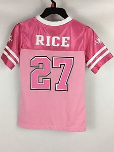 NWT Girls RAY RICE Baltimore Ravens PINK Sparkly Jersey - M 7/8 - NFL Licensed