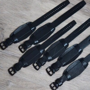 Full grain leather watch strap bund 18-26 mm veg tanned hand crafted cuff band - Picture 1 of 6