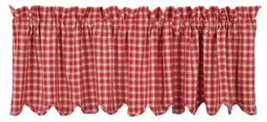 Valance 72 inch Red Cream Check Breckenridge Window Curtain Victorian Heart - Picture 1 of 1