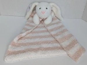 Rare! Mud Pie Peach/Pink White Stripes Bunny Rabbit Security blanket Lovey SOFT! - Picture 1 of 4