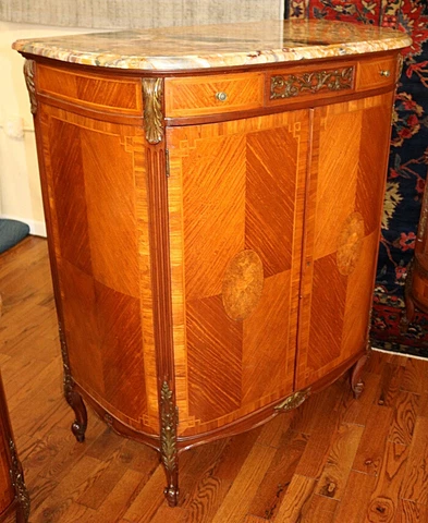 French Louis XV Style Marble Top Dresser High Chest of Drawers Circa 1920 Cover