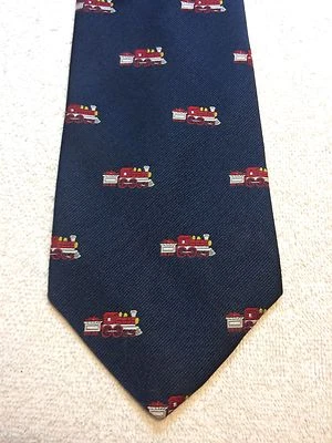 ВИНТАЖНЫЙ RALEIGH МУЖСКОЙ ГАЛСТУК 4,25 X 58 ТЕМНО-СИНИЙ IWTH ПОЕЗДА - Изображение 1 из 4