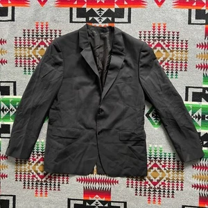 Theory Men's Blazer Jacket Size 44R Wool Blend Black Two Button Striped EUC D2 - Picture 1 of 10