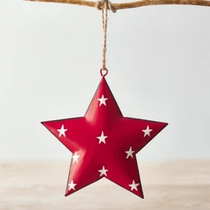 Metal Star Decoration Hanging Red & White Starry Dangly Décor Home Indoor Gift - Picture 1 of 3