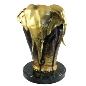 Vintage Indian Handmade Bronze Vase "Three Elephants" Statue Sculpture 12.6" - Picture 1 of 5