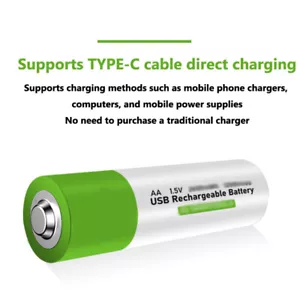 Batería recargable USB AA Li-ion carga rápida tipo C cable 2600 mWh afeitadora 1,5 V - Imagen 1 de 9
