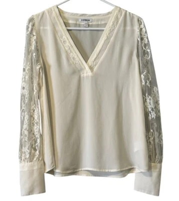 Camisa Express Marfil Romántica Floral Encaje Estilo Victoriano Manga Larga Talla Pequeña Foto 1 de 4