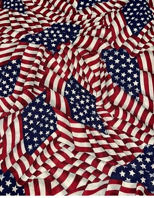Cranston Red White Blue Patriotic American Flag Abstract 4 YDS 20” X 44” Cotton - Image 1 of 4