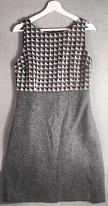 Laura Ashley grey mix checked tweed midi dress, UK10 Moon of England fabric - Picture 1 of 10