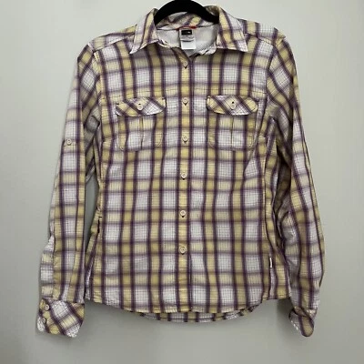 The North Face Button Down Women's Size Small Purple Yellow Plaid Outdoor - Image 1 of 4