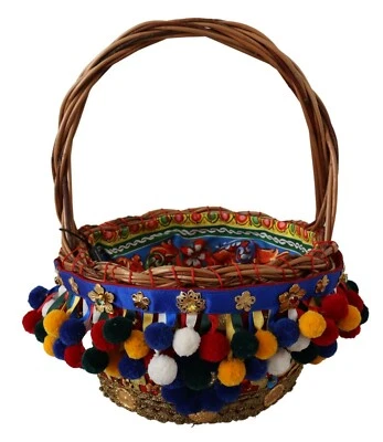 Bolso de Mano DOLCE & GABBANA Paja Multicolor Algodón Agnese Cesta $4500 Foto 1 de 4