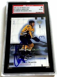 KARLIS SKRASTINS SIGNED 2001-02 UPPER DECK MASK COLLECTION CARD #52 SGC COA - Picture 1 of 1
