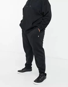 SZ XLT Polo Ralph Lauren Double Knit Tech Jogger Black Sweat Pants White Logo - Picture 1 of 4