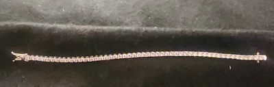 Beautiful Vintage 925 Sterling Silver Sparkly CZ Tennis Bracelet Great Clasp - Imagem 1 de 4
