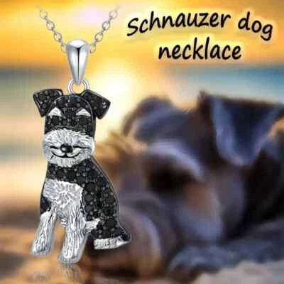 Schnauzer Perro Colgante Collar Sintético Circonita Cúbica Regalo de Moda Nuevo Foto 1 de 4