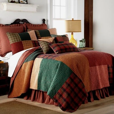 Donna Sharp Campfire Square Queen 3-Piece Quilt Set Lodge Cabin Patchwork Cotton - Image 1 of 4