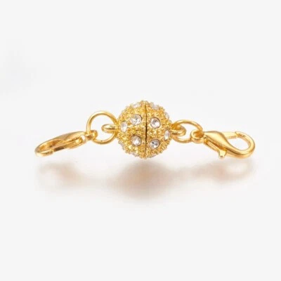 Rhinestone Magnetic Clasp Gold Lobster Claw Jewelry Making Supplies 40mm - Image 1 of 2