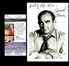 ED ASNER INSCRIBED SIGNED 3X5 POSTCARD JSA AUTHENTICATED COA #N45590