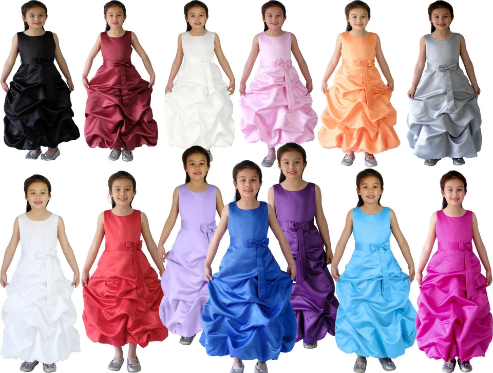 CINDA Bridesmaid Dress Flower Girl Dress Prom Satin Dress 2 3 4 5 6 7 8 9 10 11 Years