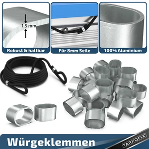 Alu Würgeklemmen für 8mm Expanderseil - Presshülsen Seilklemmen für Planenseil - Bild 1 von 8