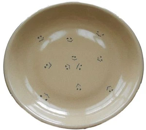 Ethan Allen Serving Bowl 14" Pottery Pasta Tan Blue Italy Country Folk Art Vtg - Foto 1 di 4